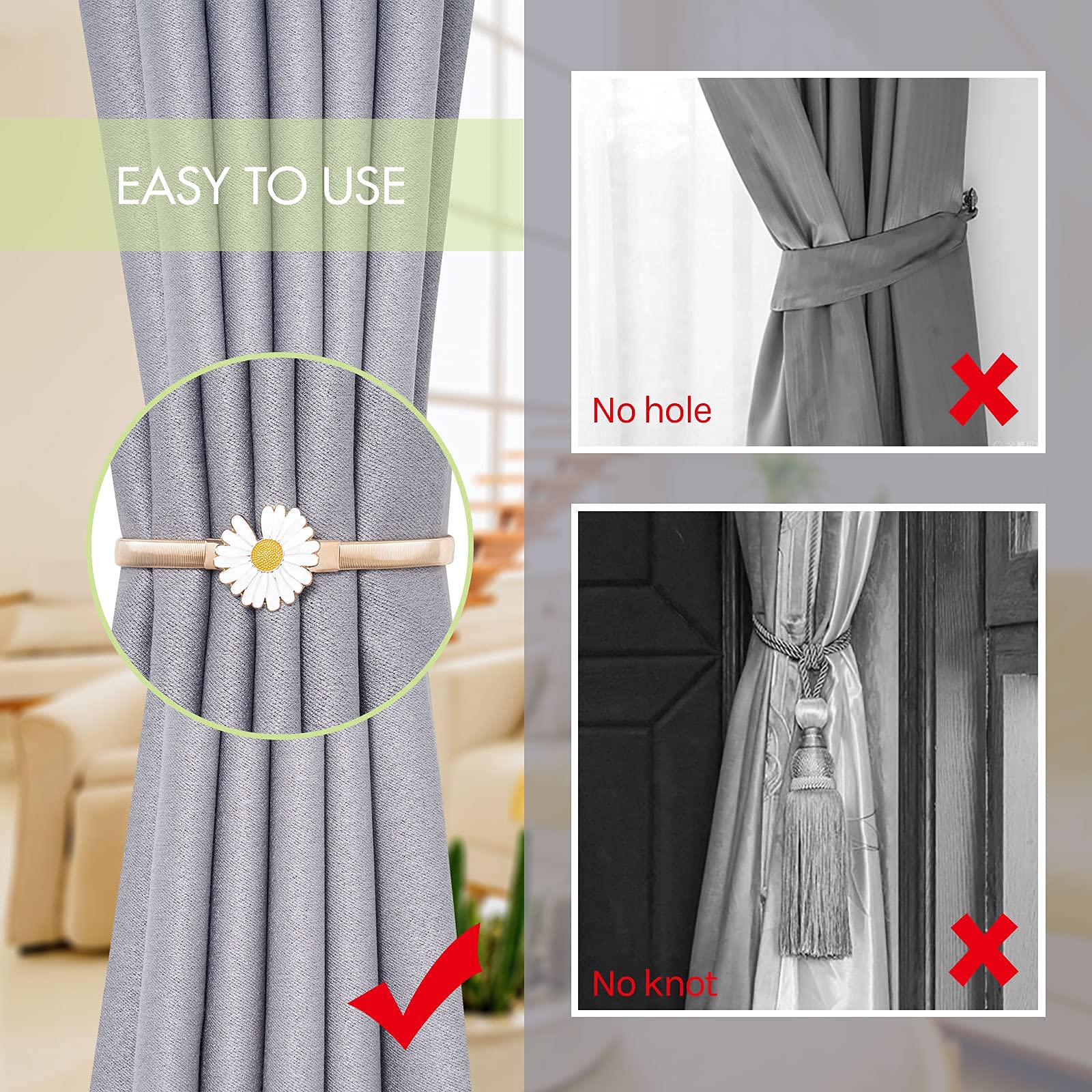 HASTHIP 2PCS Modern Curtain Holders Tieback Alloy Adjustable Wall Mount — Amazon image 4