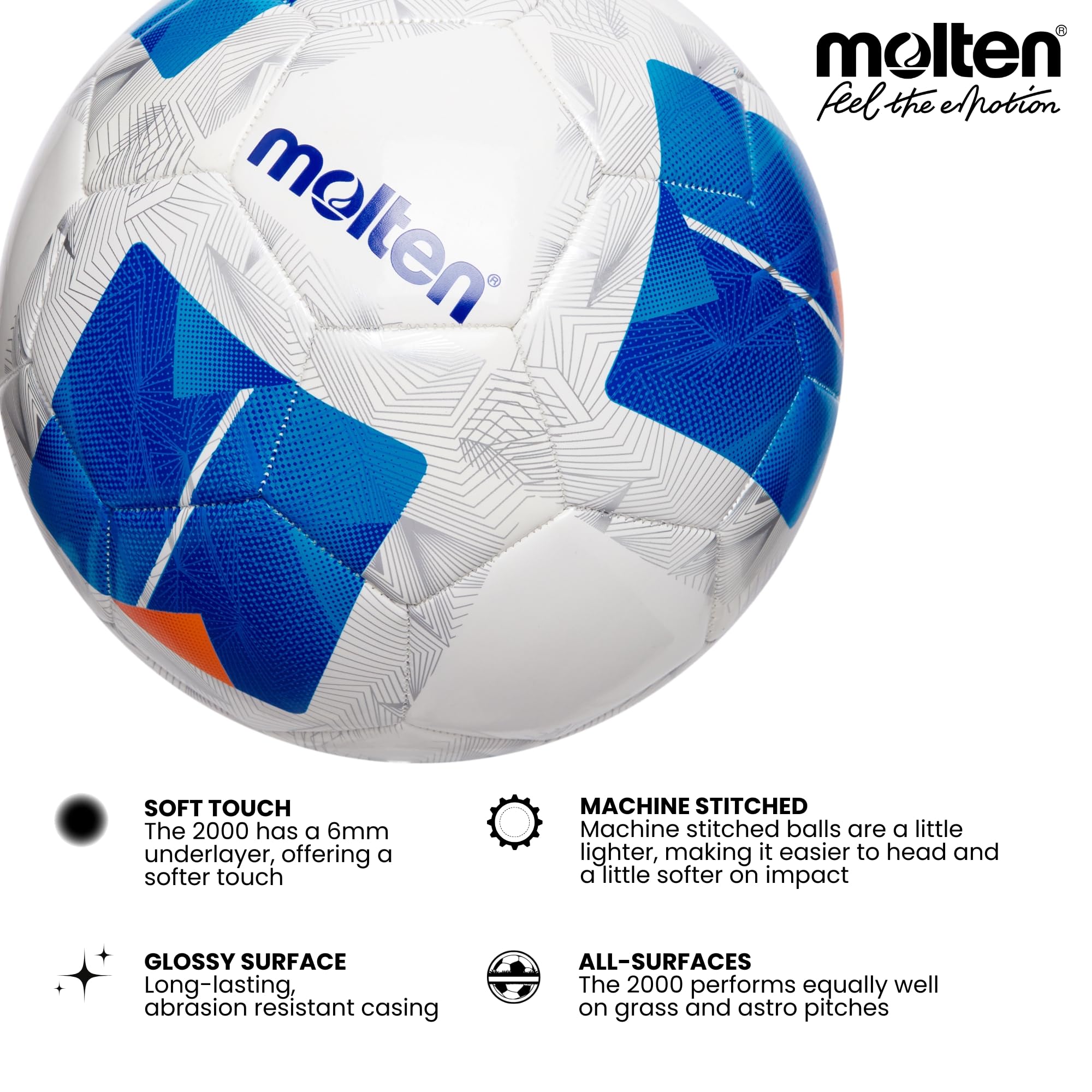 Molten Vantaggio 2000 Soft-Touch Soccer Ball, Premium Training