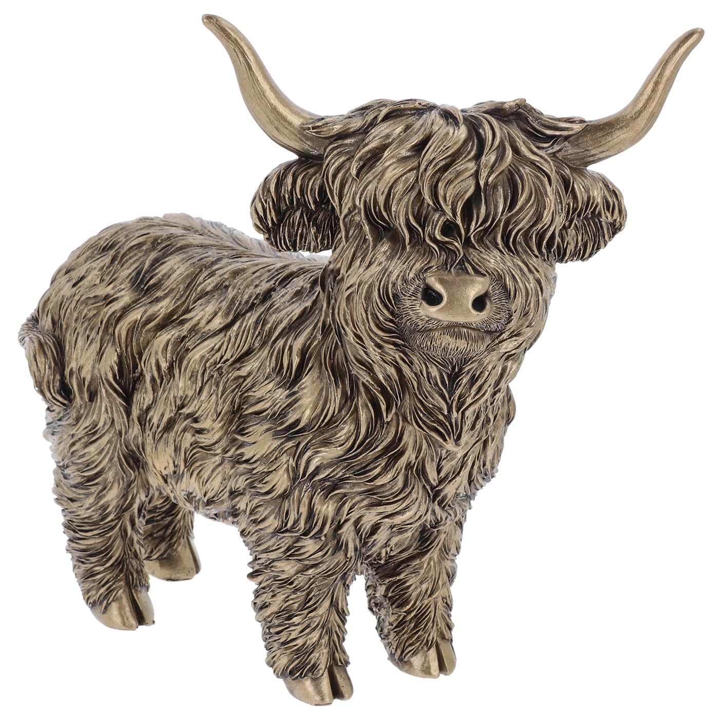 Shudehill Giftware Multicolor Highland Cow Garden Ornament, Large Bronze Standing Figurine, Outdoor Highland Coo Decoration