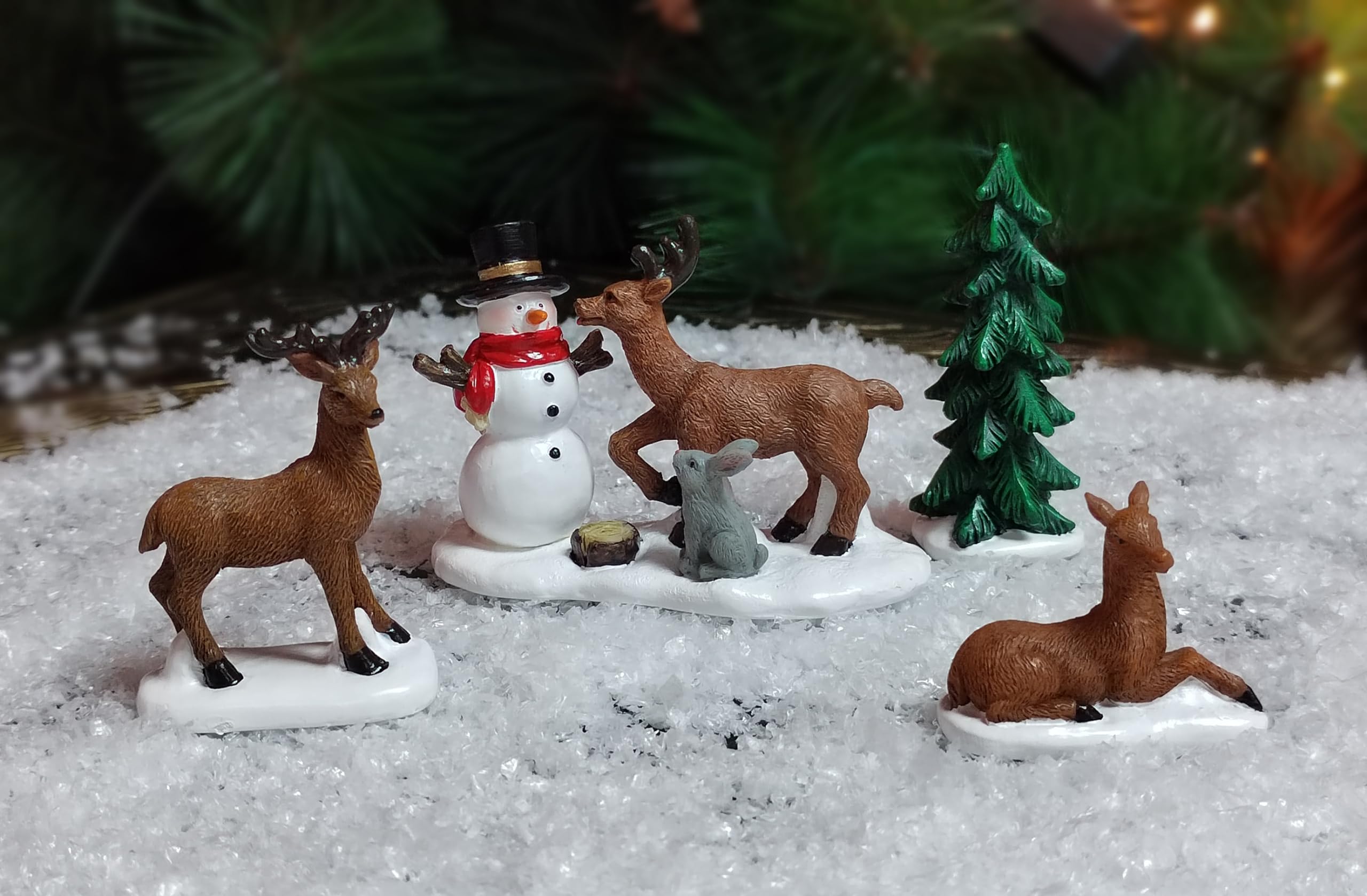 MOMENTS IN TIME Set of 4 Hand-Painted Polyresin Christmas Village Figures
