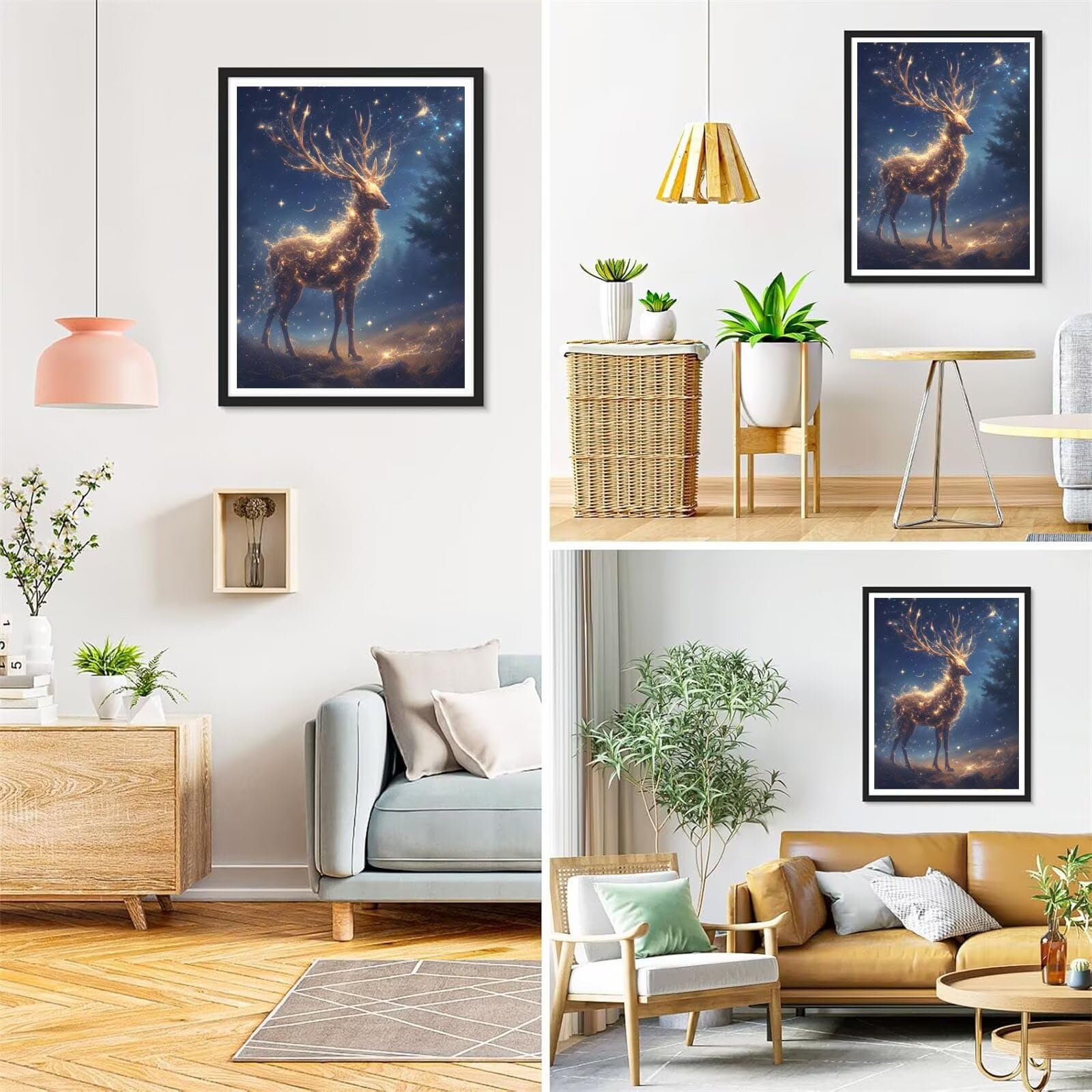 Peinture Numero Rêve Cerf Peinture Numero Enfant, DIY kit de Peinture à l'huile Numérique Sur Toile avec Pinceaux et Pigments Acryliques, kit Mosaique loisir Creatif Adulte,Décor Maison 80x100cm W-790