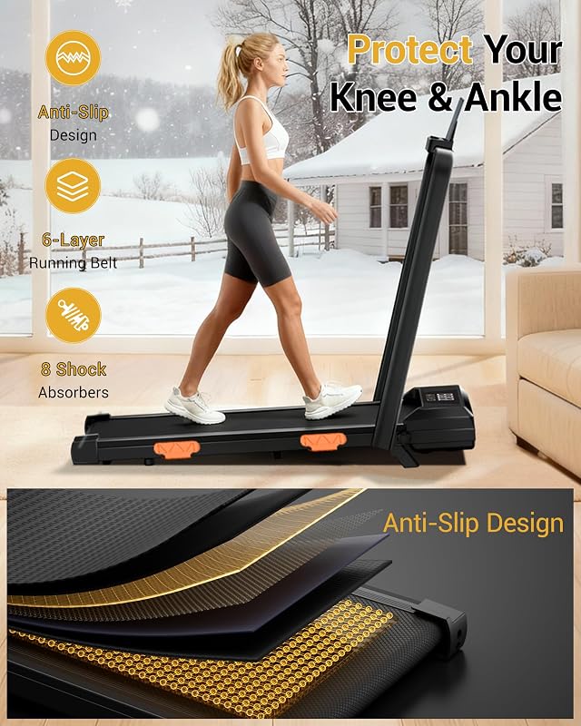 Walking Pad Treadmill for Home 2.5HP Foldable Treadmills with 12% Incline Compact Quiet Under Desk Small Walking Treadmill with Handles 300LBS with Romote Control Under Bed Office image 5