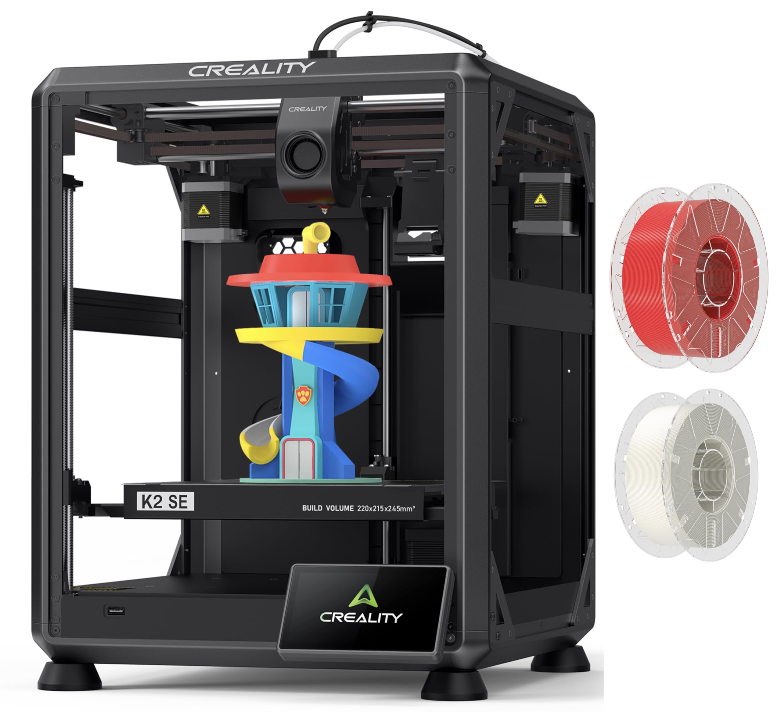 Creality K2 SE 3D Printer, Max High-Speed 500mm/s, Holiday Bundle with Hyper RFID PLA Filament 2KG (White/Red)
