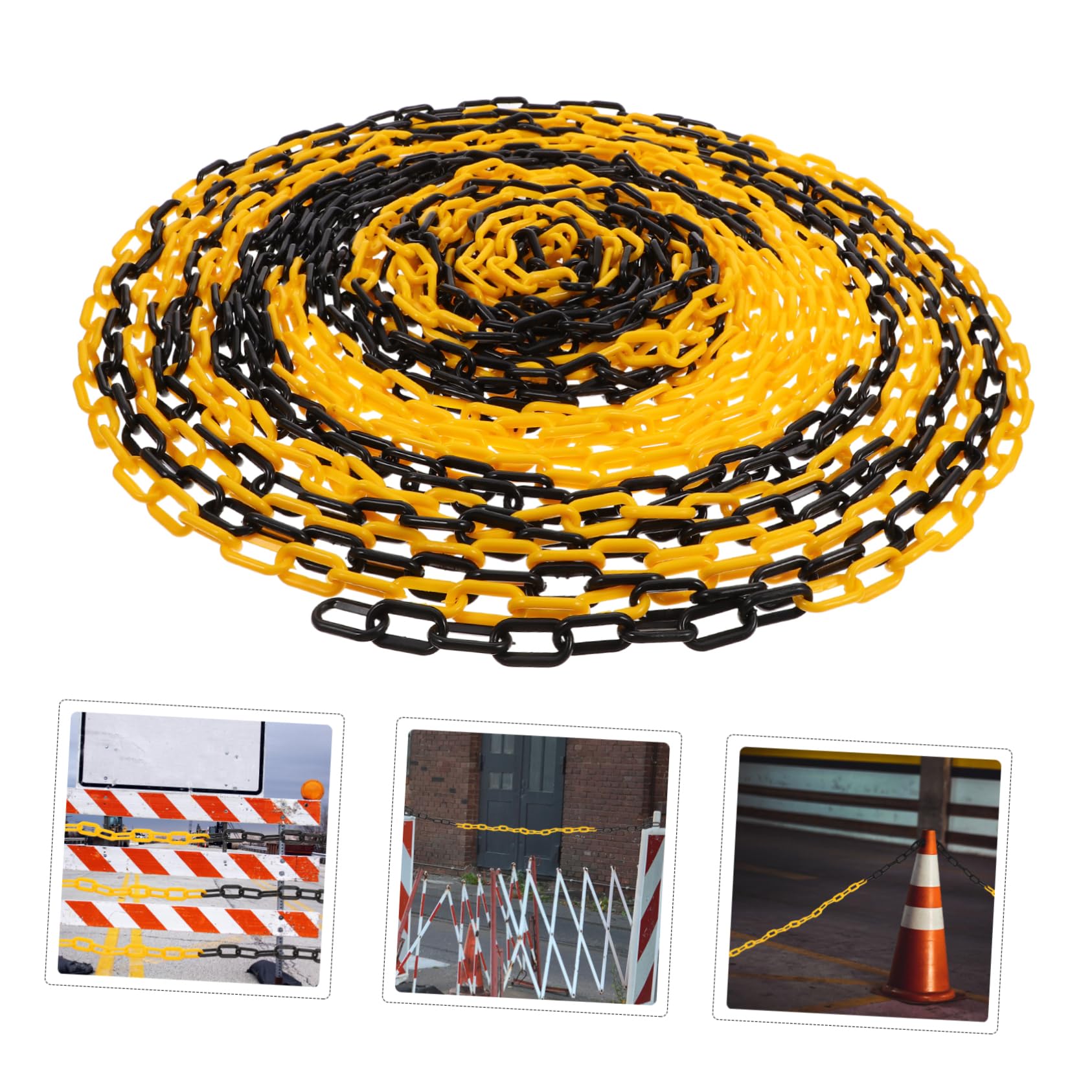 Cabilock 25M Parking Chain and Caution Security Barrier Chain Chains for Parking Lot Traffic Control and Safety Barricades
