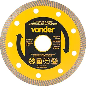 Vonder, Disco De Corte Diamantado, 110 Mm, Para Porcelanato, Ultrafino.