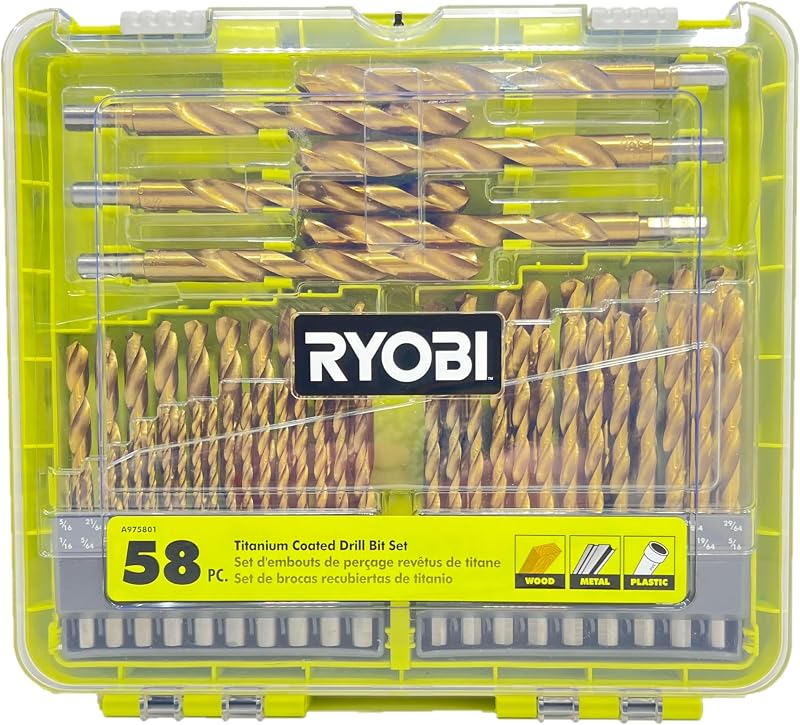 Juego de brocas con revestimiento de titanio RYOBI de 58 piezas | A975801