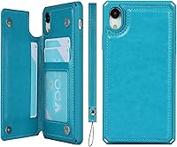 Vista 13 de iCoverCase Funda compatible con iPhone XR con tarjetero para mujer, con bloqueo RFID en relieve, de piel sintética, con correa de muñeca