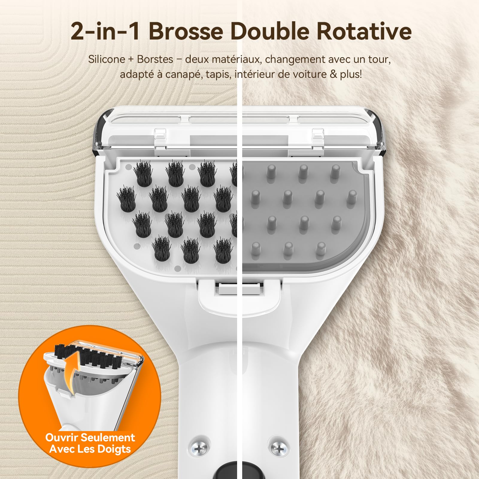 Uwant Y100 Steam 3-en-1 Shampouineuse, Nettoyeur Canapé Tissu 18KPA, 1750W, Nettoyeur Vapeur 100°C, à l'Eau Chaude 65°C, à l'Eau Froide, Auto-nettoyage, Injecteur Extracteur Tête Multi, Détergent