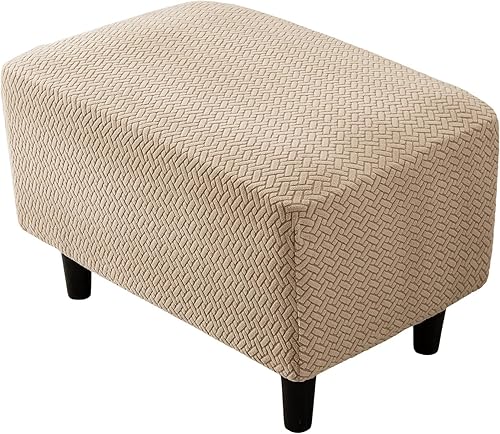 Vista 21 de Eco-Ancheng - Funda otomana elástica rectangular para almacenamiento, funda para taburete con reposapiés, cubiertas para taburete otomano con parte