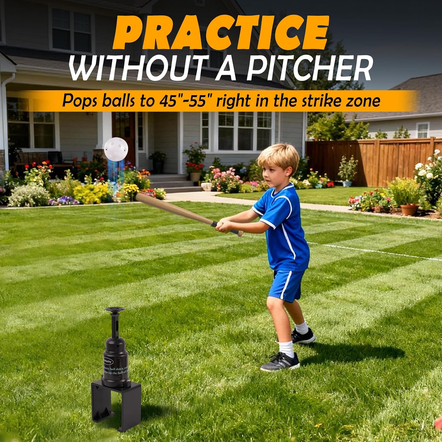 Big Ball Baseball Practice Popper, Pop Up Tee Balls to The Perfect Height for Batting Trainer, Batting Machine for Practicing Hitting Without a Pitcher