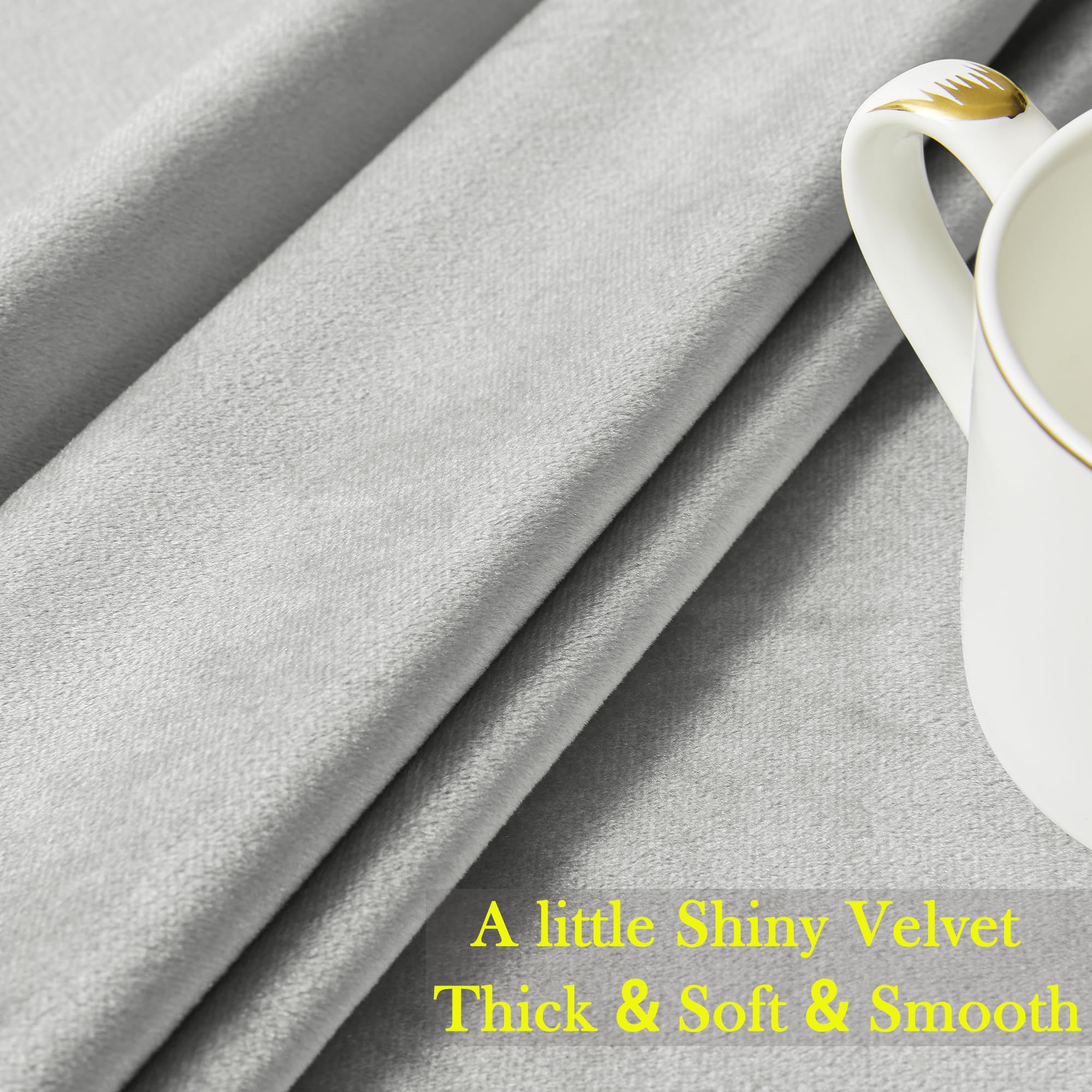 Amazon｜Timeper シルバーグレーベルベット遮光カーテン - 長さ108