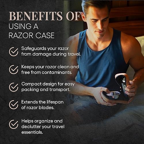 Miniatura 3 de Estuche de viaje de cuero para afeitar, estuche de seguridad para maquinilla de afeitar recta, funda de afeitar desechable, elegante estuche de