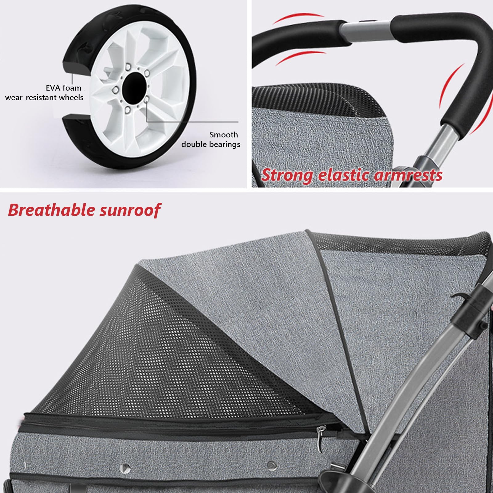 Carro Perro, Carrito para Perros, Cochecito De Viaje Cochecito Plegable Mascotas con Cuatro Ruedas Cesta De Almacenaje con Cuatro Ruedas Cesta De Almacenaje para Perros Gatos