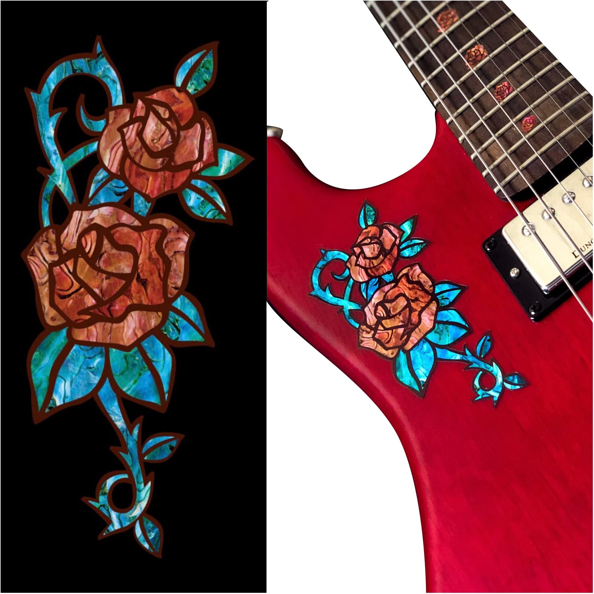 Inlaystickers for Guitars & Bass - Red Roses,B-147RS-RD