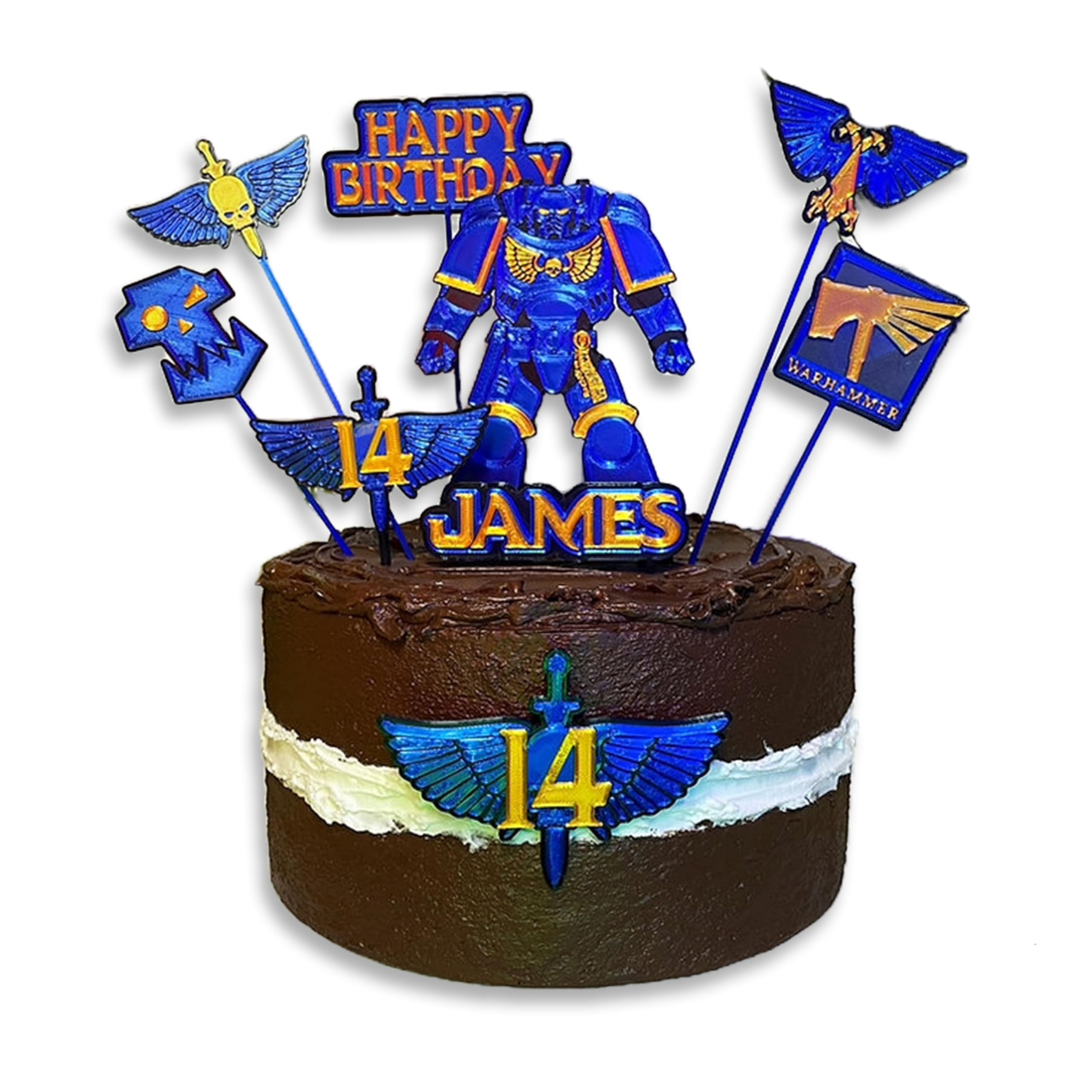 Marine Cake Topper Kit with Accessories, 18cm Tall, Personalised, Biodegradable PLA