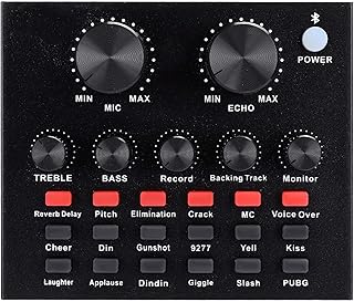 Sound Card - ABS Black Bluetooth Volume Adjustment Voice Change Live Broadcast Sound Card for Mobile Phone Computer Using, Black