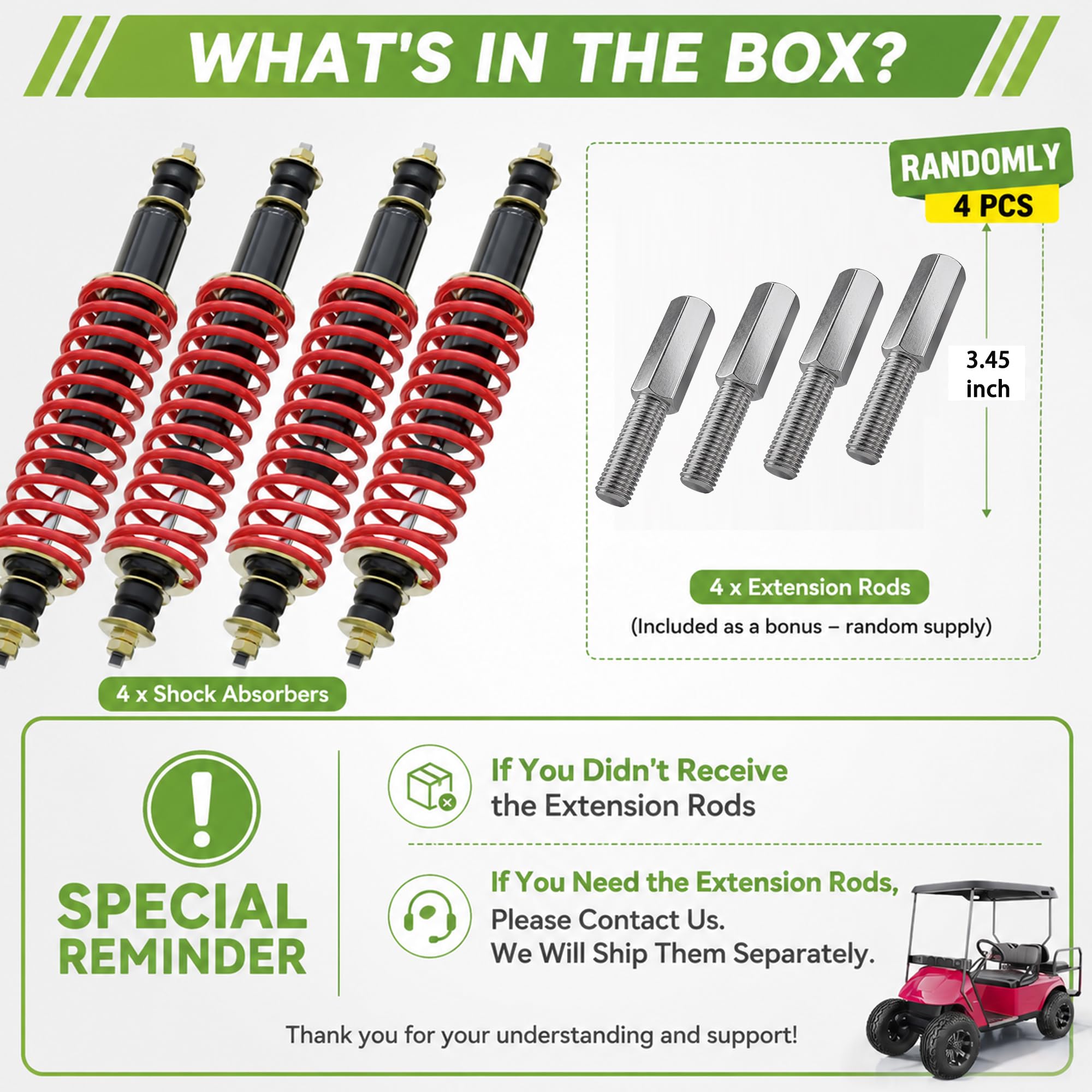 Amazon.com: 10L0L Upgraded Golf Cart Shocks Absorber Front or Rear
