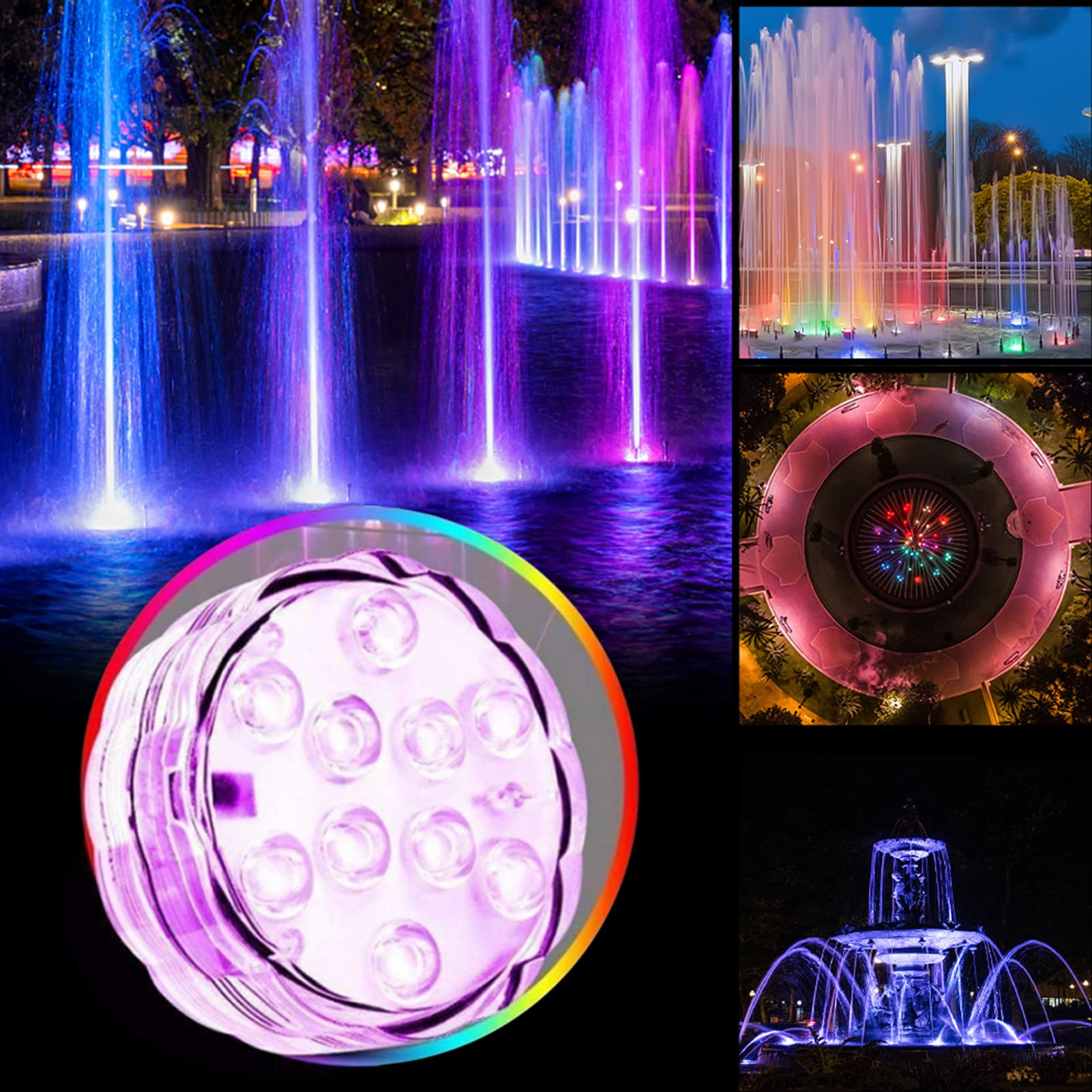 Unterwasserlicht, 360° RGB-Poollicht mit Fernbedienung, 35 W, 360 LEDs, Mehrfarbig, Wasserdicht für Springbrunnen, 12 V Niederspannungs-Tauchlicht für Teich, Aquarium, Steingarten