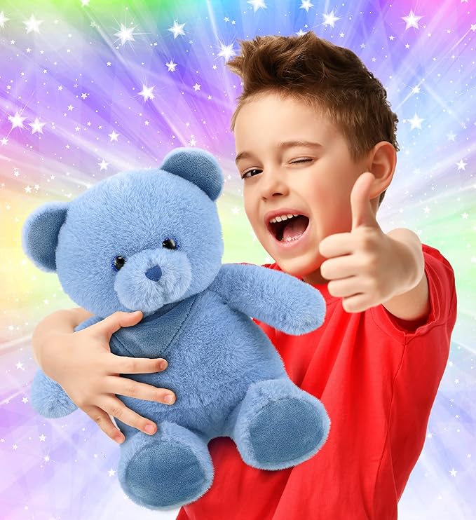 DolliBu Oso de Peluche Suave - Juguete de Peluche Azul Bebé, 20 cm miniatura 2