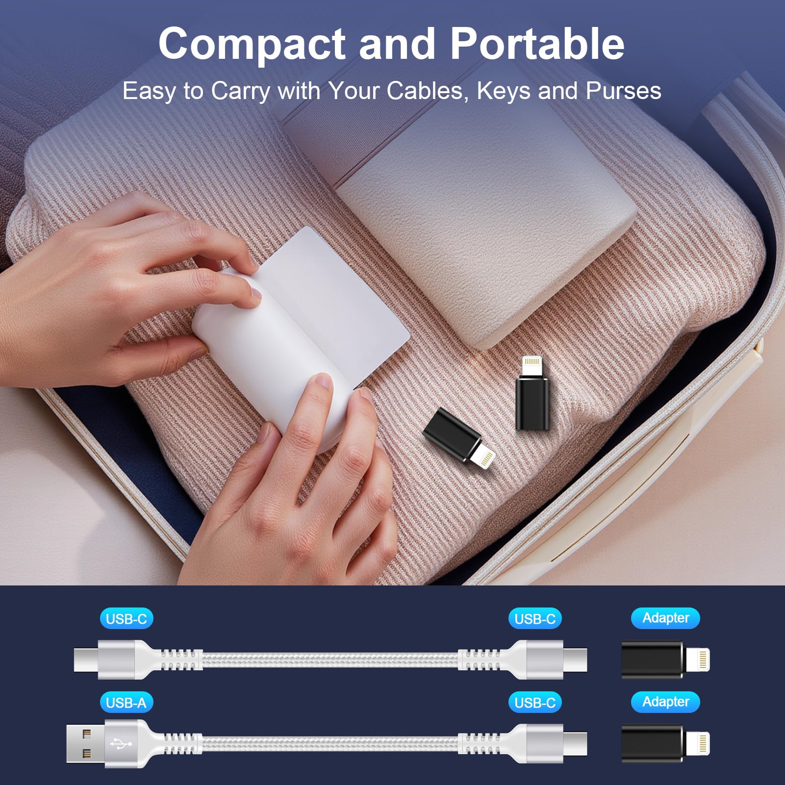 Adattatore USB C a Lightning, 2 pezzi, adattatore Lightning USB C, supporta la ricarica/sincronizzazione dati, adattatore iPhone per iPhone 14/13/12/11, non per cuffie/audio/OTG