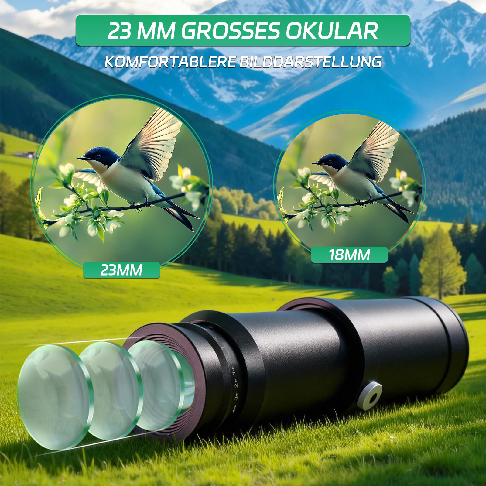 Monokular 10x50 FMC – Wasserdichtes Fernrohr mit Metallgehäuse für Vogelbeobachtung Outdoor Reisen