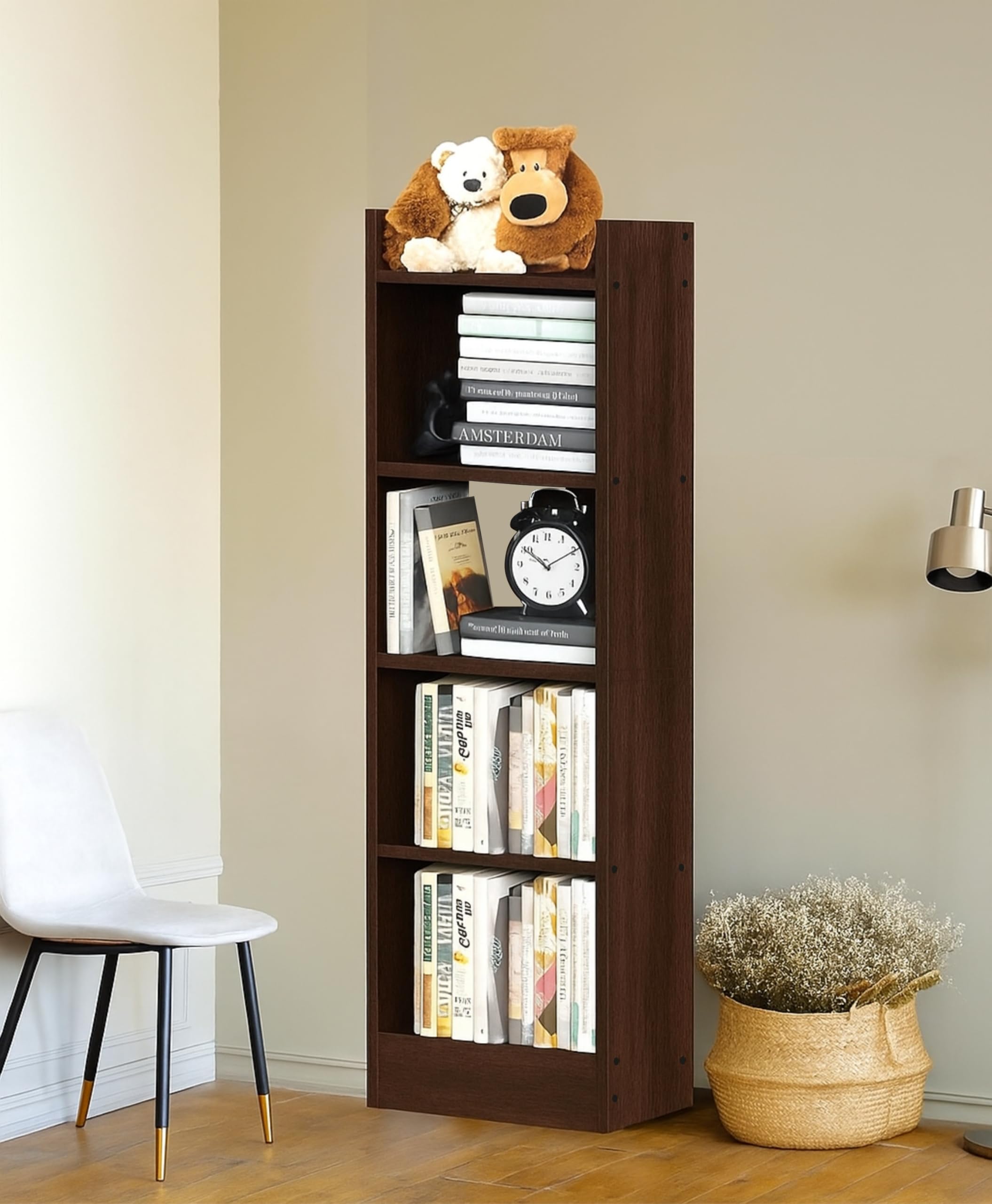 Enigmatic Woodworks Wooden Book Shelf for Home Library Bookshelf Stand Rack for Kids Students Self Organizer for Living & Study Room I (5-Tier Shelves, Colour-Flowery Wenge, Finish-Suede) DIY-image-47