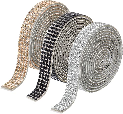 Miniatura 17 de MECCANIXITY 3 rollos de cinta de diamantes de imitación autoadhesiva de 0.315 pulgadas para proyectos de artes y manualidades, pasteles de boda