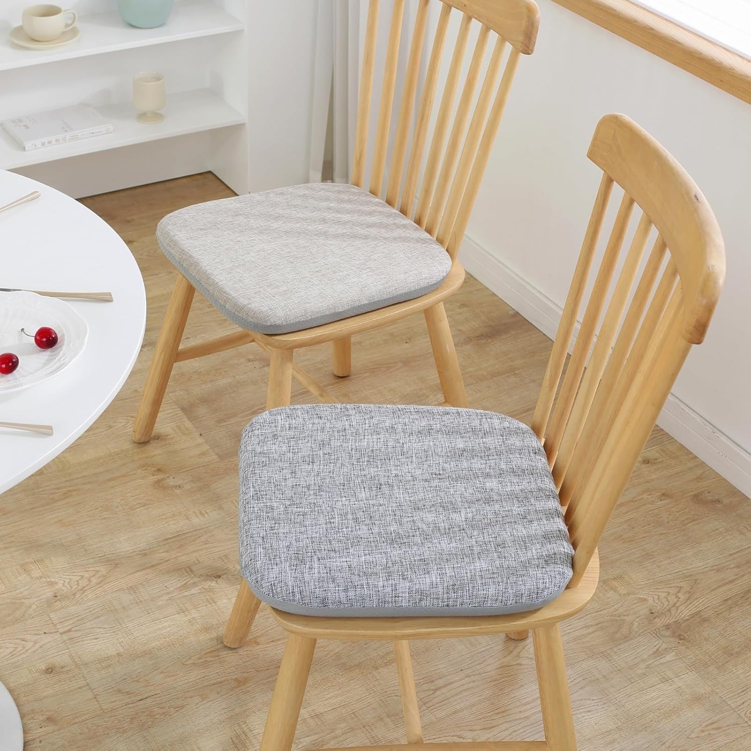 Set di 2 cuscini per sedia in memory foam, lavabili, antiscivolo, per sala da pranzo, cucina e sedie da ufficio