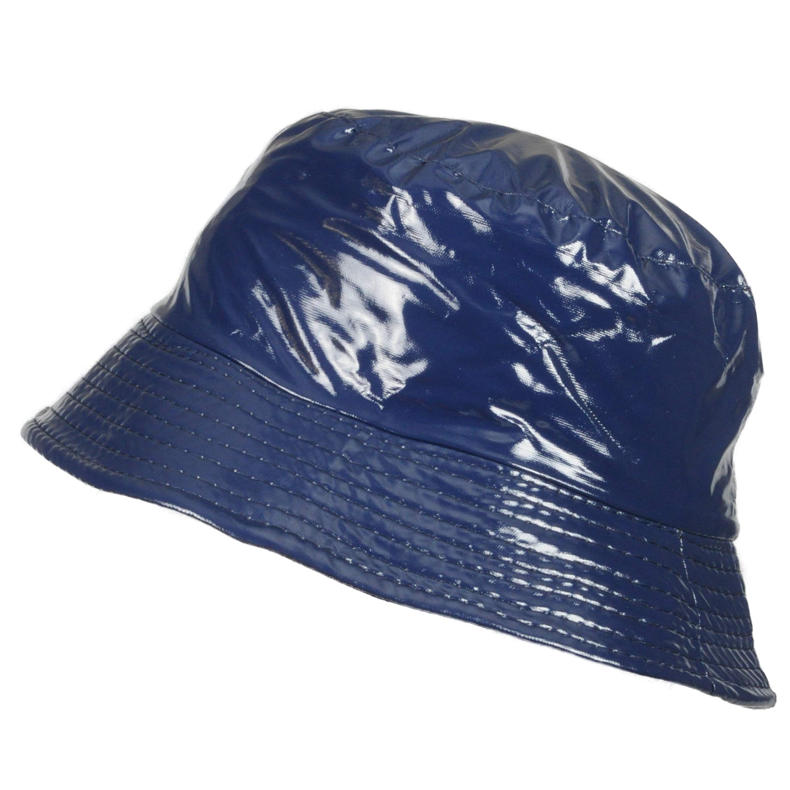 Toutacoo Women's 11-Plain Blue Waterproof Vinyl Bucket Rain Hat (11-Plain Blue)