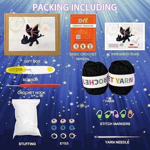 Miniatura 2 de Terself Kit de ganchillo para principiantes, aprende a tejer animales dragón - Tutoriales en video paso a paso, kit de ganchillo para principiantes