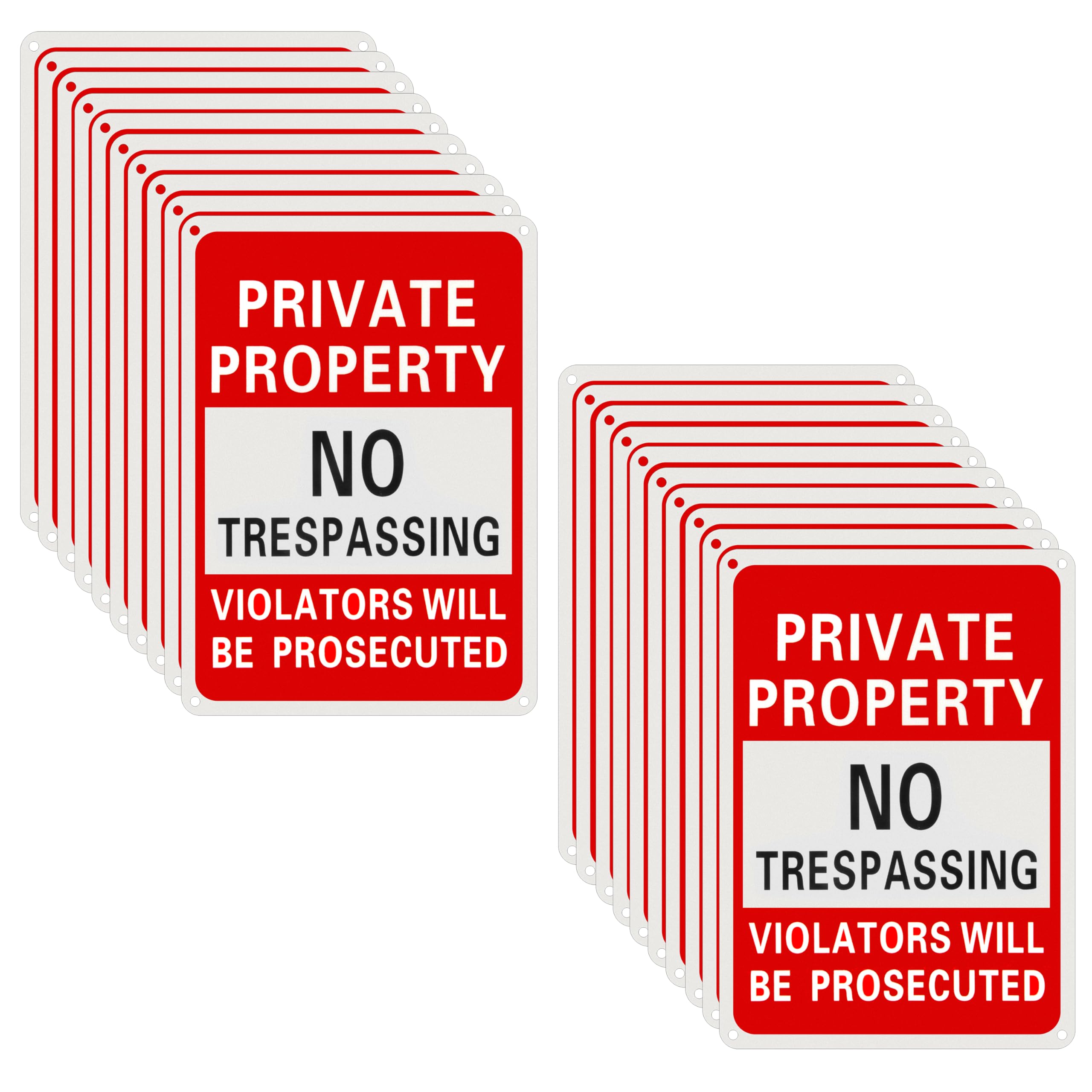 Paquete de 20 letreros de propiedad privada con texto en inglés "No Trespassing No Trespassing", 25.4 x 17.8 cm, a prueba de óxido, con tinta UV, señales de advertencia resistentes a la intemperie y