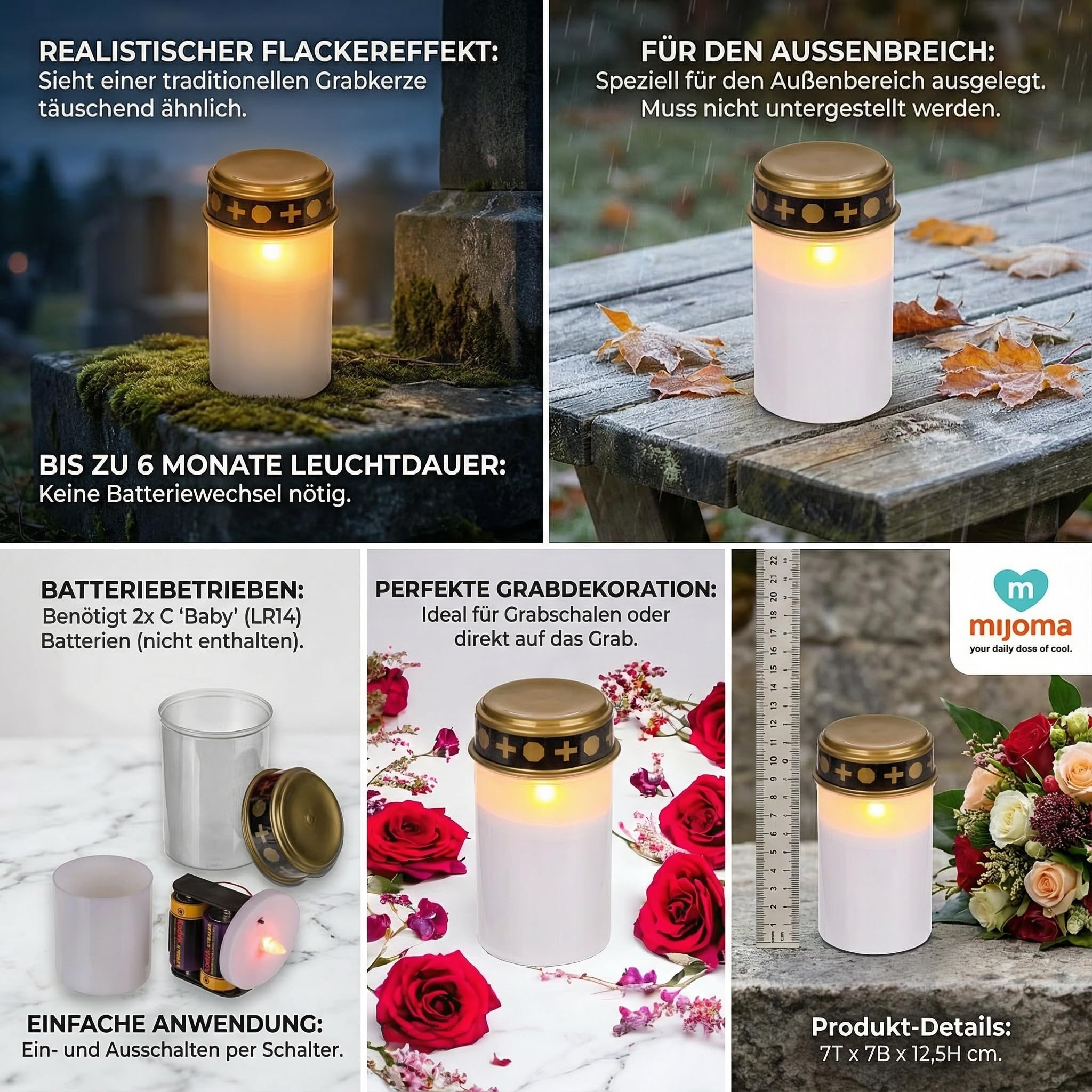 LED Grave Light Eternal Light Grave Candles Set Of 2 Includes Batteries - View #3