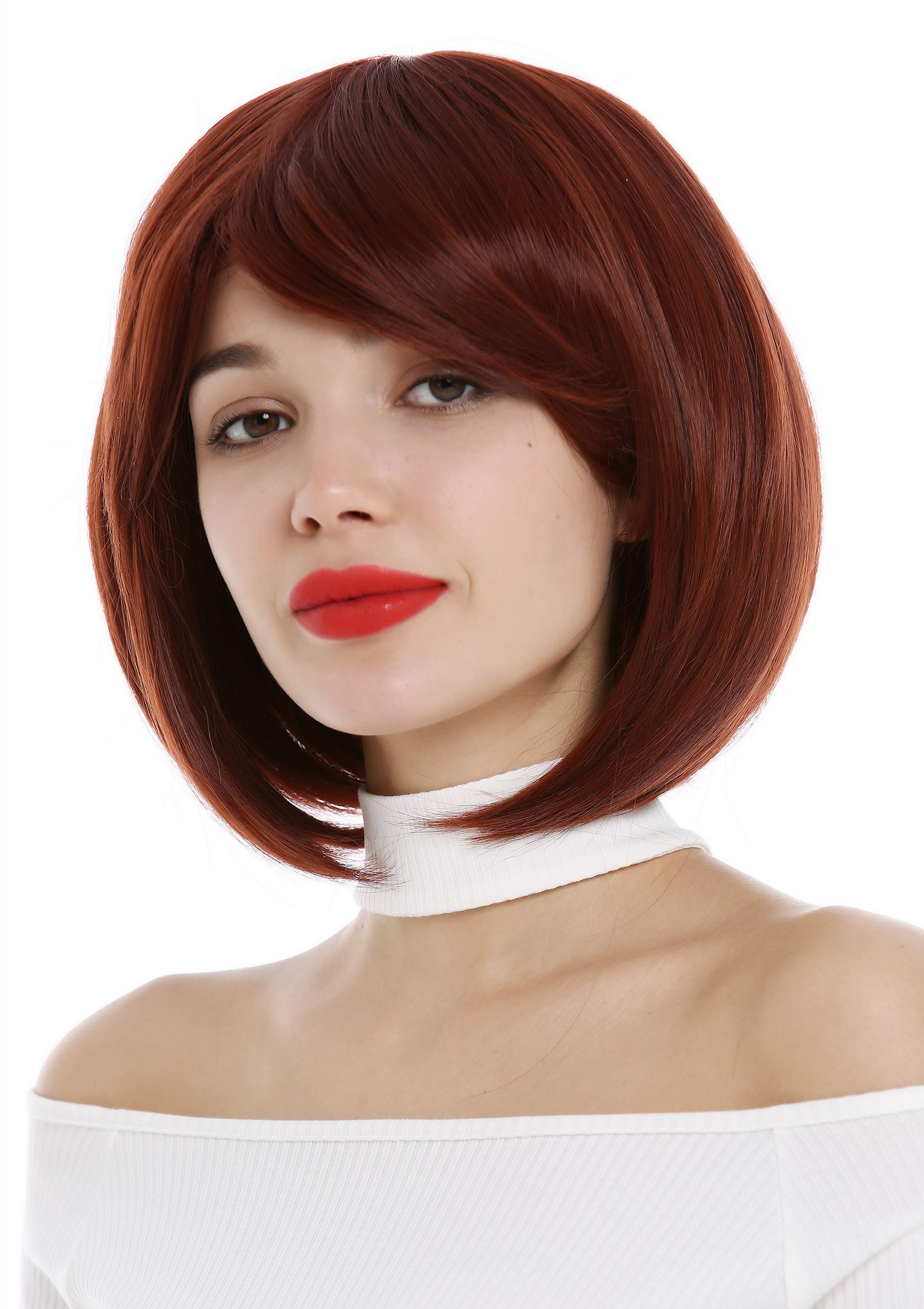 WIG ME UP - 1215-35 Lady Wig short frayed Bob style parting auburn reddish brown hue, auburn (35), 23 inch