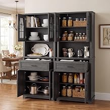 ABCASA 71" Tall Kitchen Pantry Storage Cabinet Set of 2 w/Adjustable Shelf