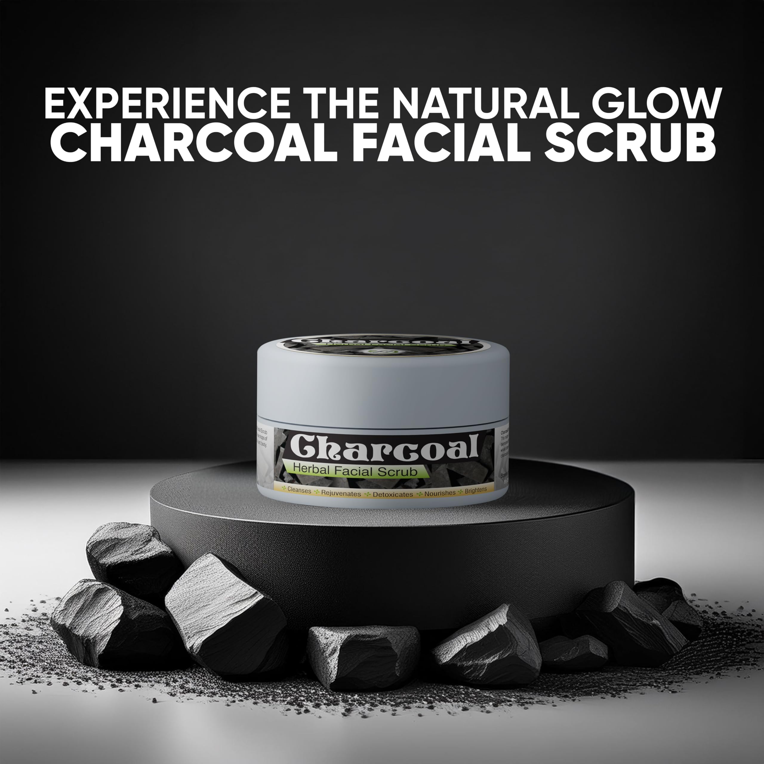 Herboganic Exfoliante facial a base de hierbas y carbón | Exfoliante corporal natural | Exfoliante facial con carbón activado para mujeres y hombres | Exfoliante | Exfoliante | Exfoliante, 1 unidad