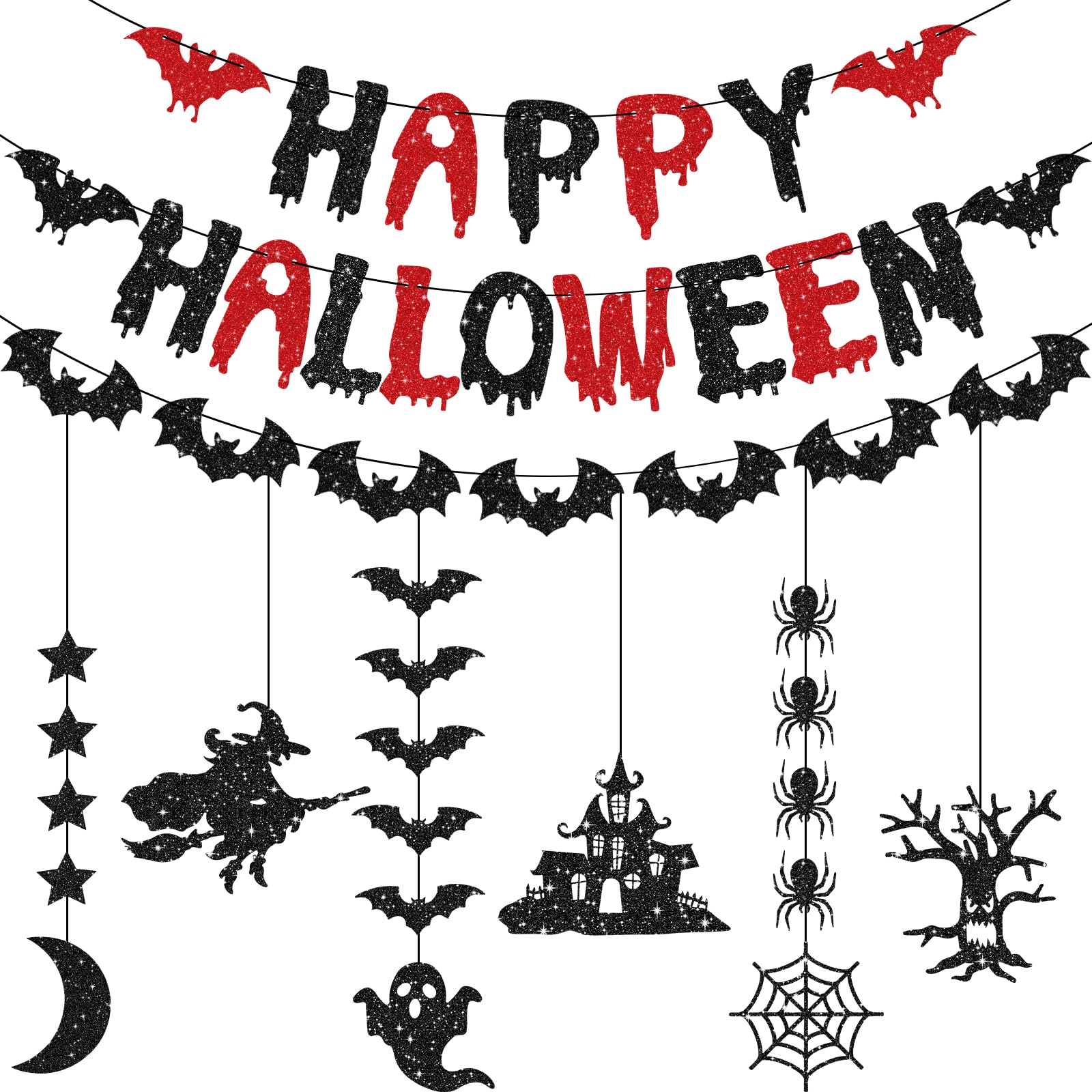 JANLOFO 8点 ハロウィン 飾り ガーランド ハロウィン 飾り付け ガーランド 吊り下げ 装飾 吊り旗 文字 お化け 飾り付け