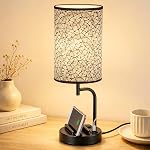 Dreamholder Contrôle du toucher USB Lampe de table avec USB C/A & AC Déplacement, 3-Way Lampe de chevet dimmable, Lampes modernes pour chambre à coucher, Bureau de chambre d'hôtes, Ampoule incluse, Miracle noir