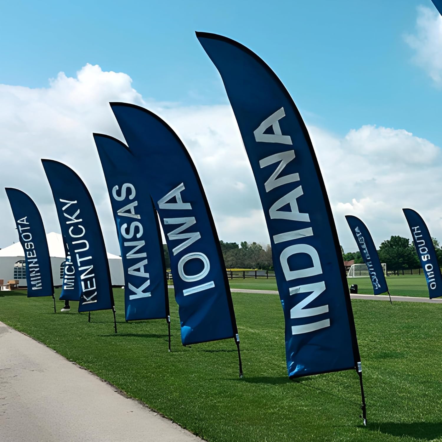 Anley Feather Flagpole Set - Assembled Flutter Banner Pole Set with Carrying Bag - Fits 2.5 FT X 12 FT Feather Flags (Flag and Stand Not Included) - Flagpole ONLY