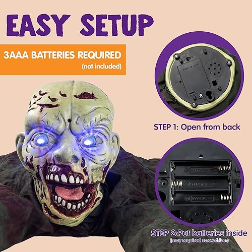 Miniatura 6 de JOYIN Decoración de Halloween al aire libre Zombie Groundbreaker con sonido espeluznante y ojos intermitentes para accesorios de casa embrujada,