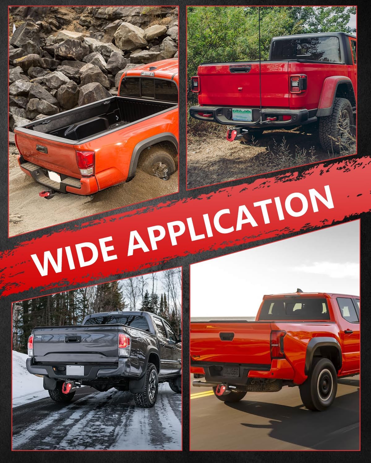 Hitch Slider with 3/4’’ D Ring Shackle Kit | 45,000lbs MBS, for 2’’ Hitch Receiver, Anodized Aluminum, Rear Bumper Protection for Trucks Off-road Vehicles Towing Recovery