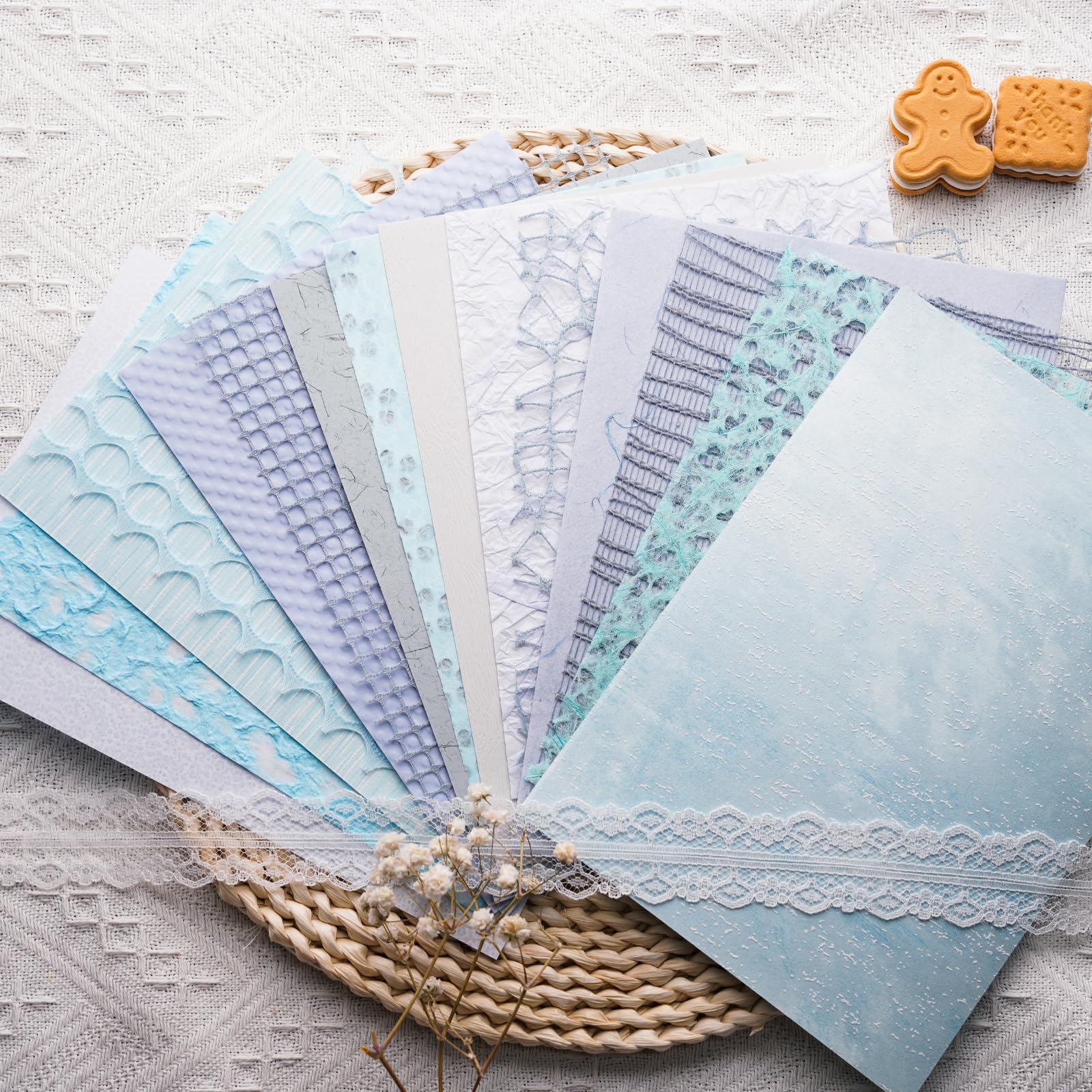 LewuwoPoing 15Pcs Handmade Scrapbook Art Paper Craft Textured Paper Colorful A5 sheet Mesh Special Mix for Scrapbooking Junk Journal Journaling