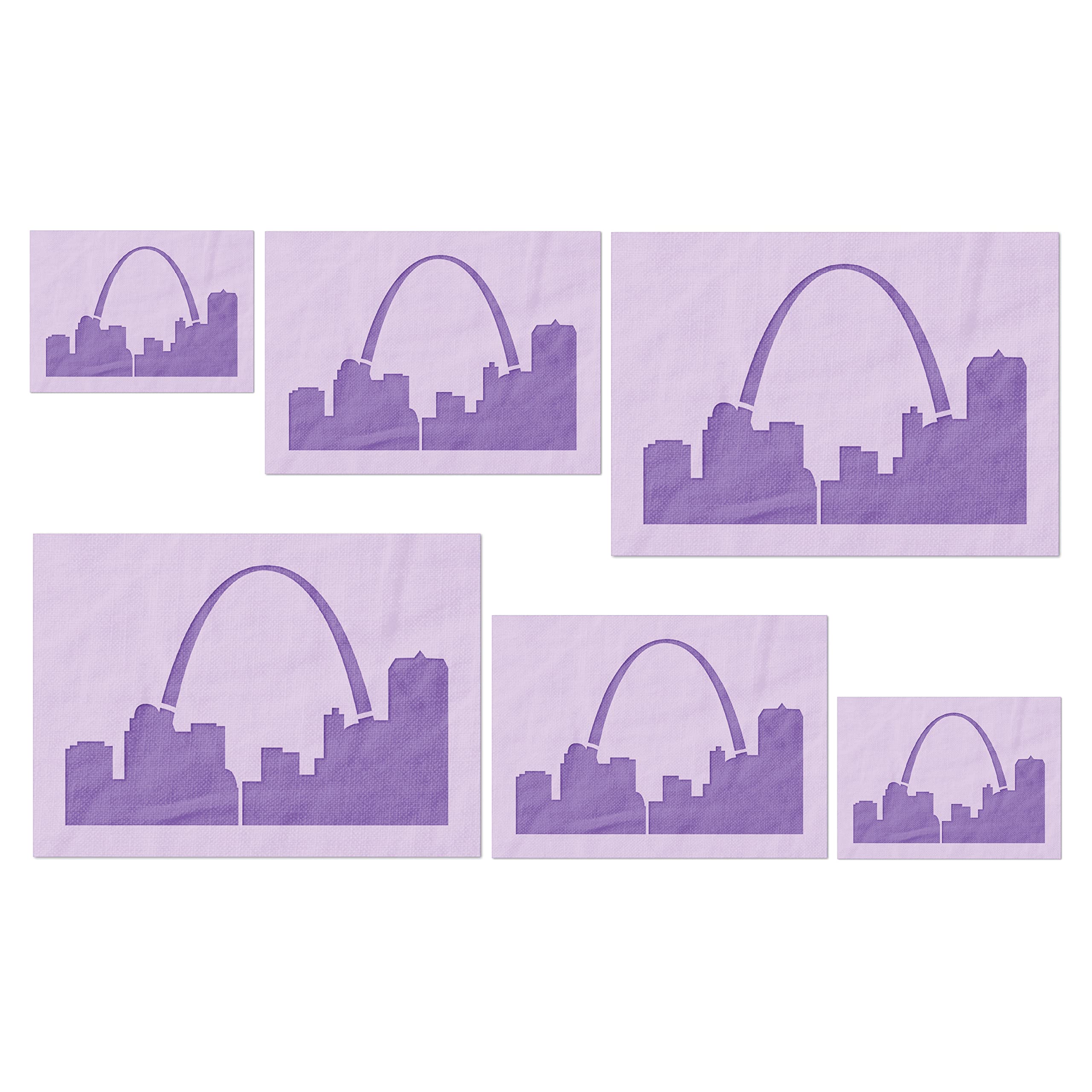 Stencil Stop Lot de 6 pochoirs en forme d'arche de St Louis - Réutilisables pour projets de bricolage, peinture, dessin, travaux manuels - Plastique Mylar de 14 mm (5,1 cm, 7,6 cm et 10,2 cm, 2 de