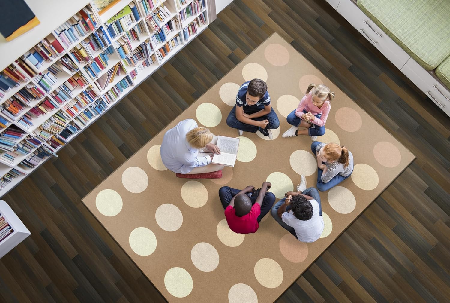 Flagship Carpets Neutral Dark Criss Cross Children's Classroom Décor Area Rug for Schools, Durable and Fun for Learning Centers, Daycares and Preschools, 7'6" X 12'
