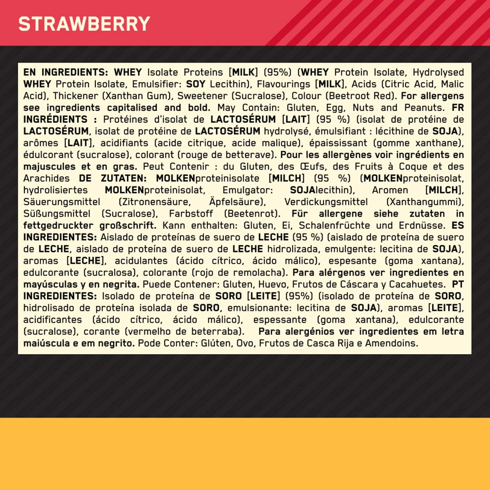 Optimum Nutrition 100% Gold Standard Isolate Proteine Whey in Polvere con BCAA Gusto Fragola 31 Porzioni 930g + Shaker