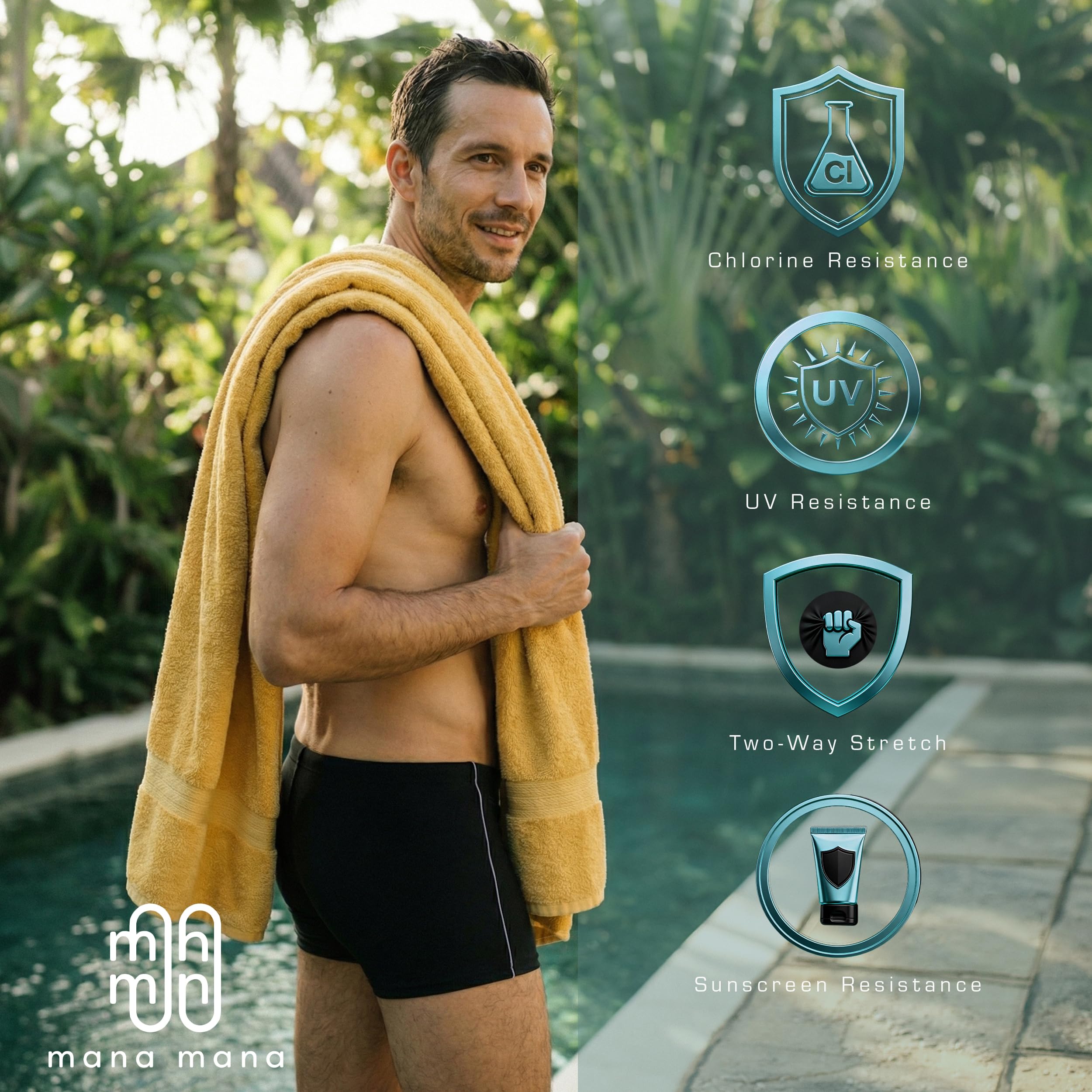 MANA MANA Bañador Hombre Bañador Piscina Hombre Secado Rápido Cintura Elástica con Cordón Ajustable Bañador Hombre para Natación Playa Vacaciones Tallas Grandes