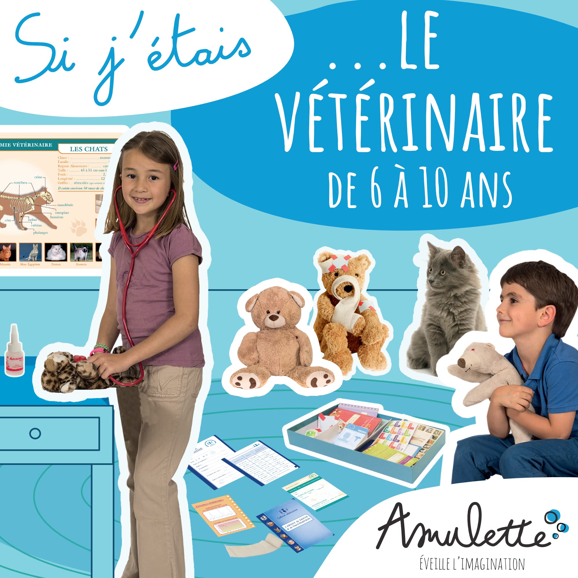 Coffret Si J’étais Vétérinaire - Jeu Éducatif 6 à 10 Ans - 70+ Accessoires - Jouet Cadeau Enfant Fille Garçon - Fabriqué en France
