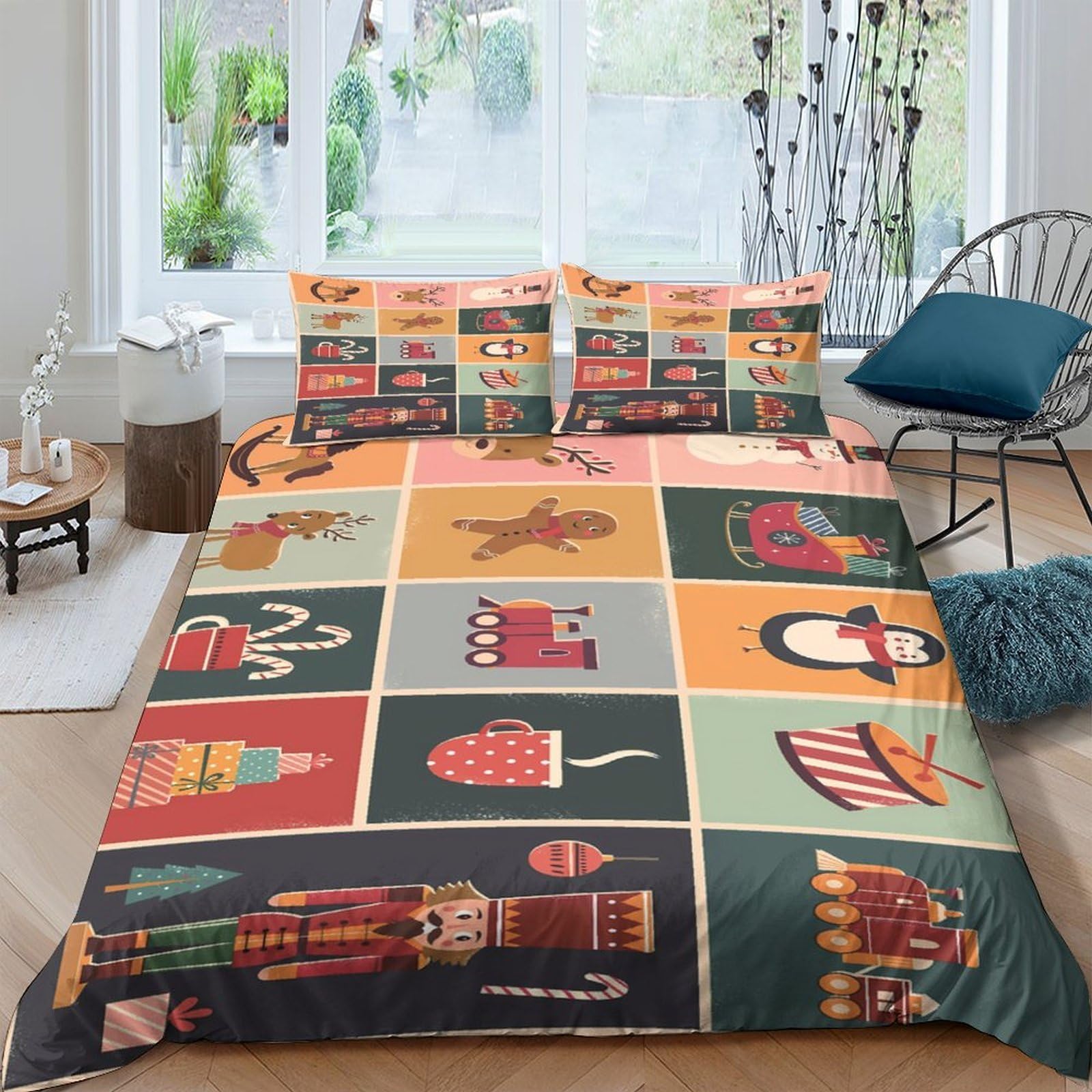 Ctjqhvkz Style-7 3D Printed Nutcracker Christmas Fitted Sheet Microfiber Soft Festive Gift Bed Cover For Bedroom Dorm Decor Single（135X200cm）