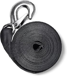 Aukayne Boat Winch Strap with Hook,10000 LBs Longer Warranty Tow Strap 2" X 20' Anti Rust Towing Vehicles,Trailer,Jet Ski