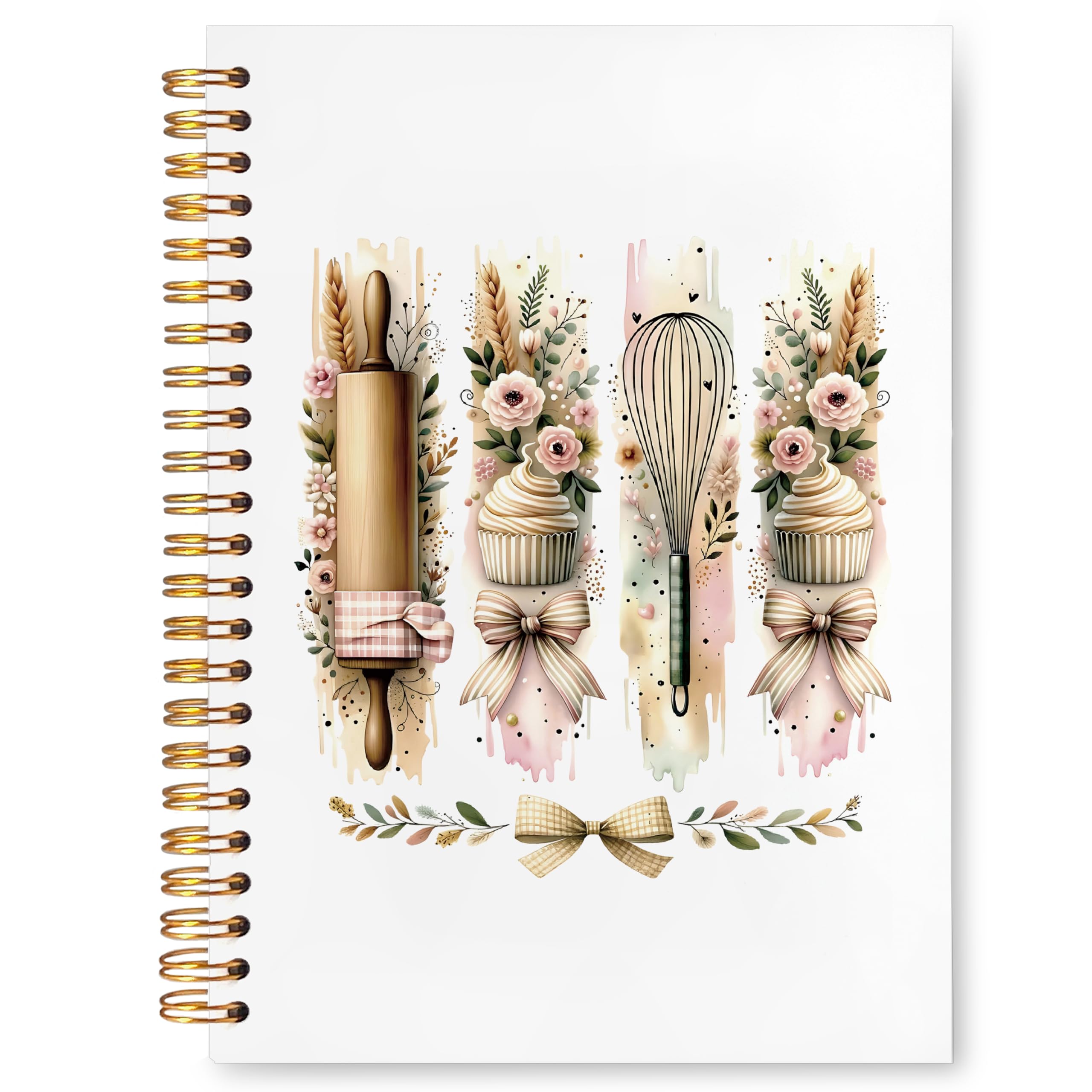 VIIJJUE Baking Gifts Notebook Journal, Baking Gifts for Women, Coquette Bow Pastel Floral Bake Supplies Hardcover Spiral Notebooks, 5.5x8.3 Inch