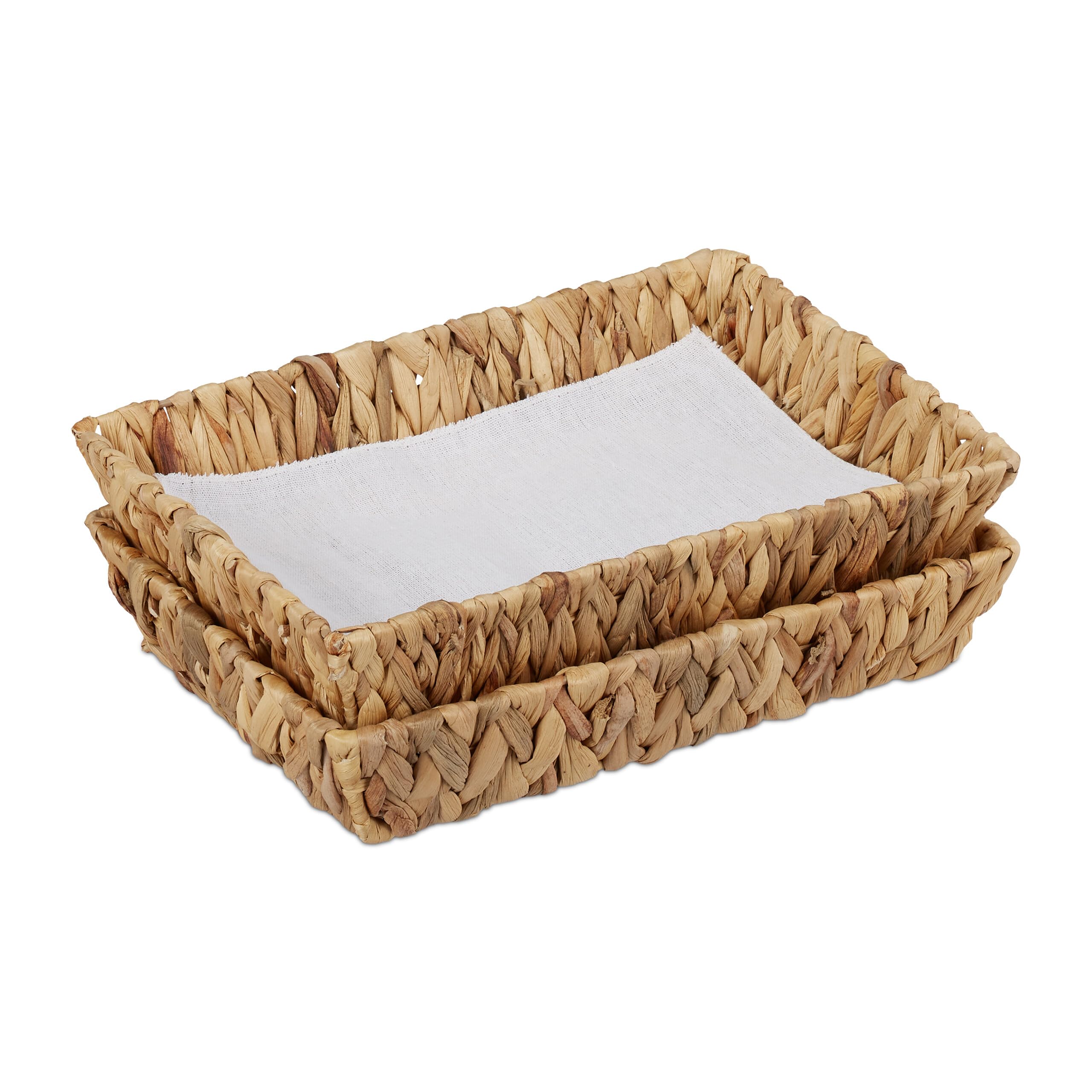 Relaxdays Corbeille à Fruits, Lot de 2, Panier déco pour Fruits, Pain, etc., Jacinthe d’Eau, HxLxP : 7x34x24 cm, Nature